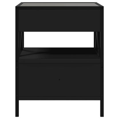 Mesa de cabeceira com luzes LED Infinity 40x40x51 cm preto