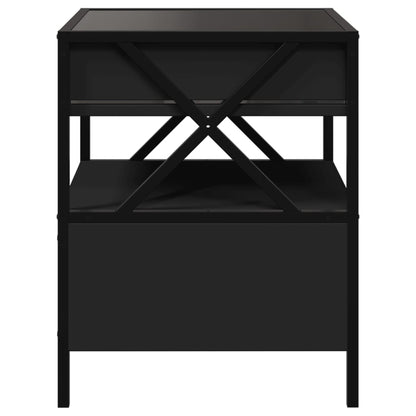 Mesa de cabeceira com luzes LED Infinity 40x40x51 cm preto