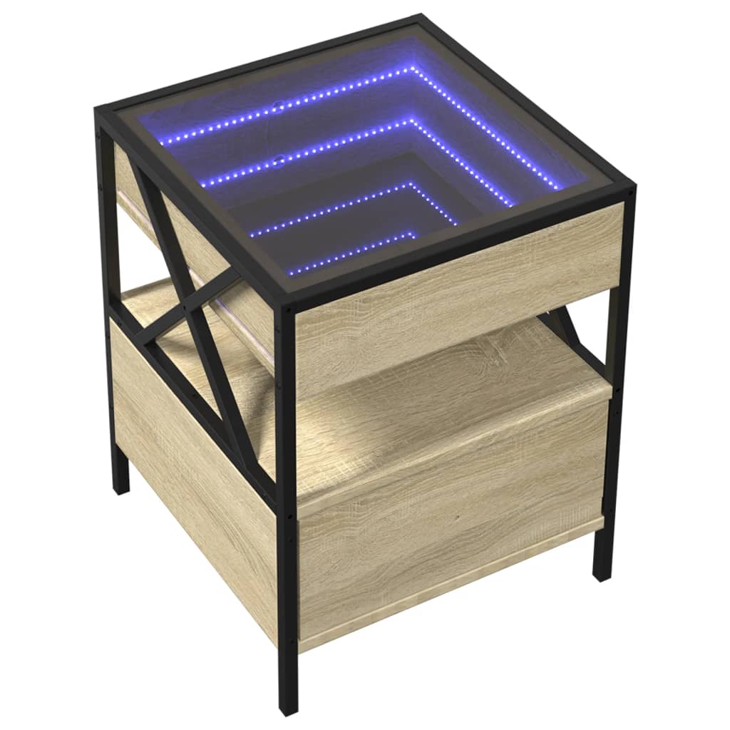 Mesa de cabeceira c/ LED Infinity 40x40x51 cm carvalho sonoma