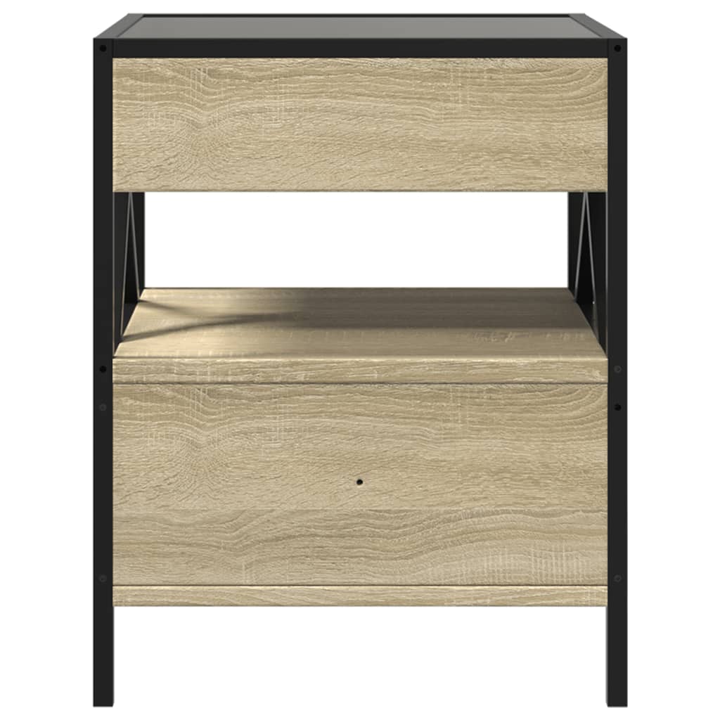 Mesa de cabeceira c/ LED Infinity 40x40x51 cm carvalho sonoma