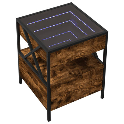 Mesa de cabeceira c/ LED Infinity 40x40x51 cm carvalho fumado