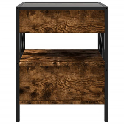 Mesa de cabeceira c/ LED Infinity 40x40x51 cm carvalho fumado