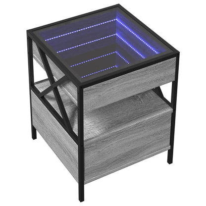 Mesa de cabeceira c/ LED Infinity 40x40x51 cm cinzento sonoma