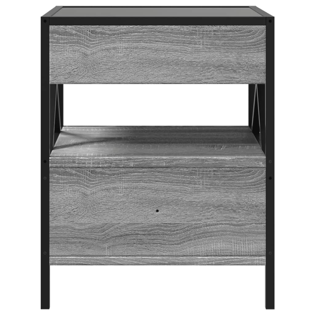 Mesa de cabeceira c/ LED Infinity 40x40x51 cm cinzento sonoma