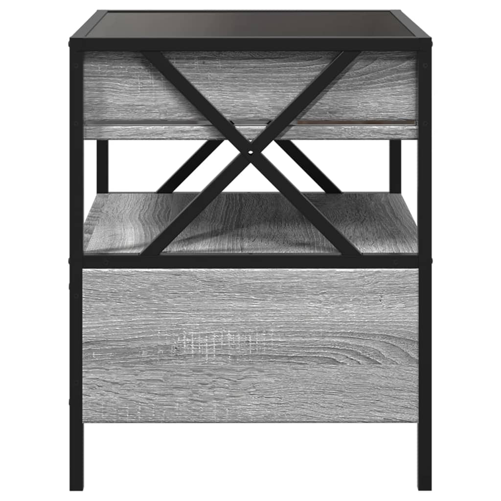 Mesa de cabeceira c/ LED Infinity 40x40x51 cm cinzento sonoma