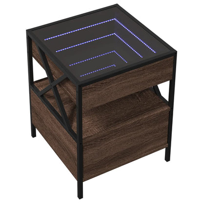 Mesa de cabeceira c/ LED Infinity 40x40x51 cm carvalho castanho