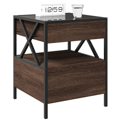 Mesa de cabeceira c/ LED Infinity 40x40x51 cm carvalho castanho