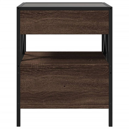 Mesa de cabeceira c/ LED Infinity 40x40x51 cm carvalho castanho