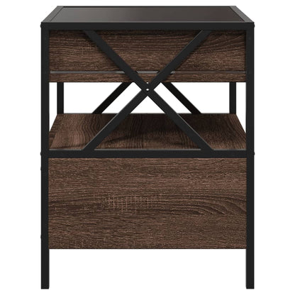 Mesa de cabeceira c/ LED Infinity 40x40x51 cm carvalho castanho