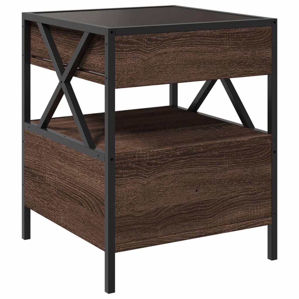 Mesa de cabeceira c/ LED Infinity 40x40x51 cm carvalho castanho