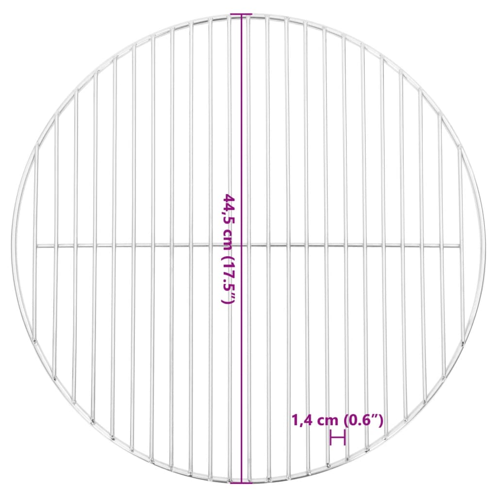 Grelha para churrasco redonda Ø44,5 cm aço inoxidável 304