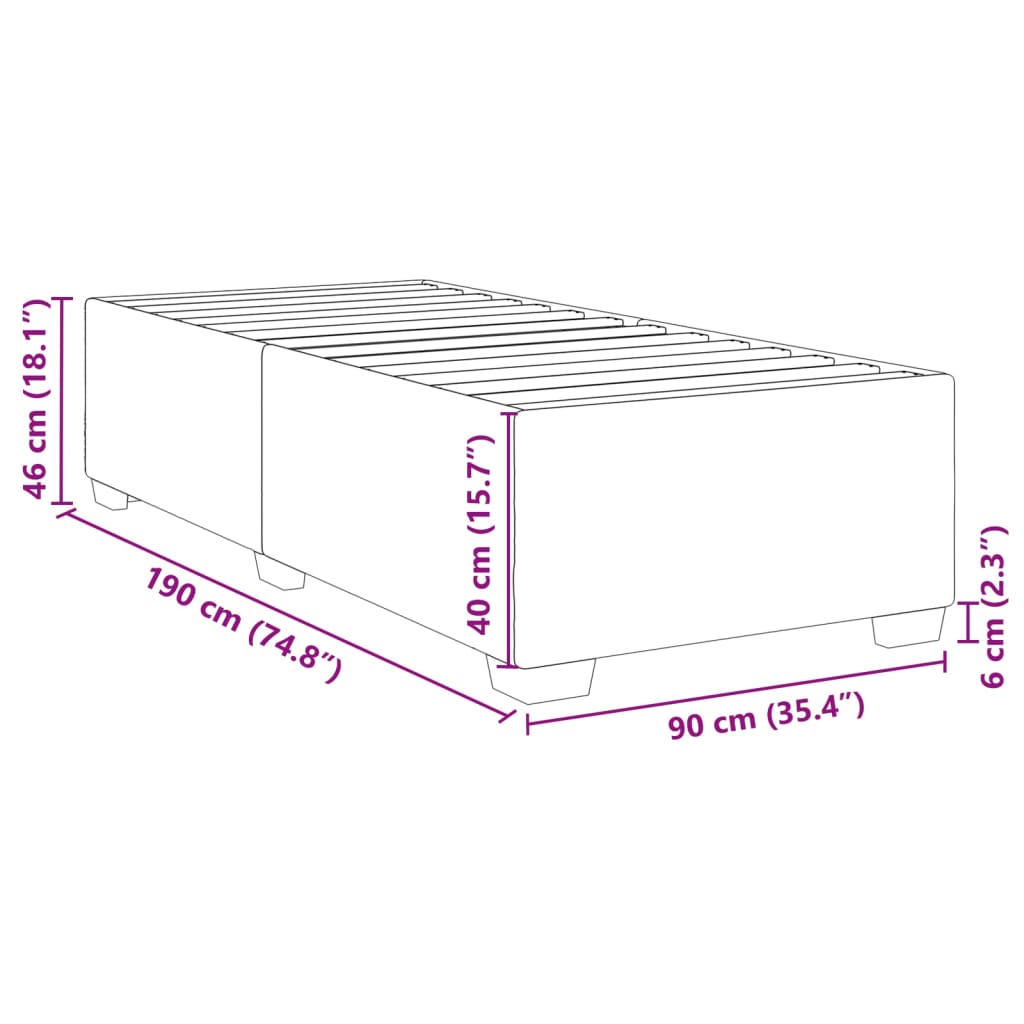 Estrutura de cama 90x190 cm tecido cinza-acastanhado