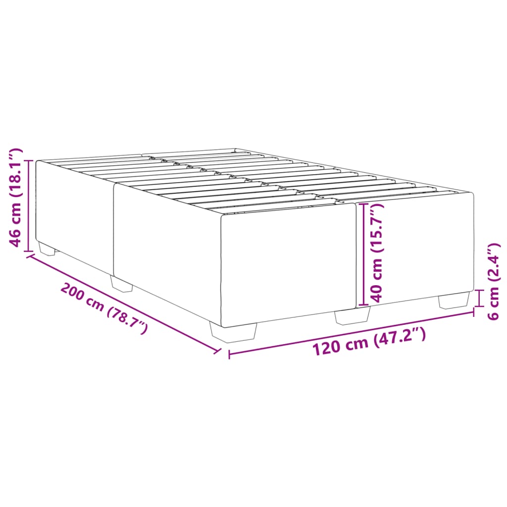 Estrutura de cama sem colchão 120x200 cm tecido cinzento-claro