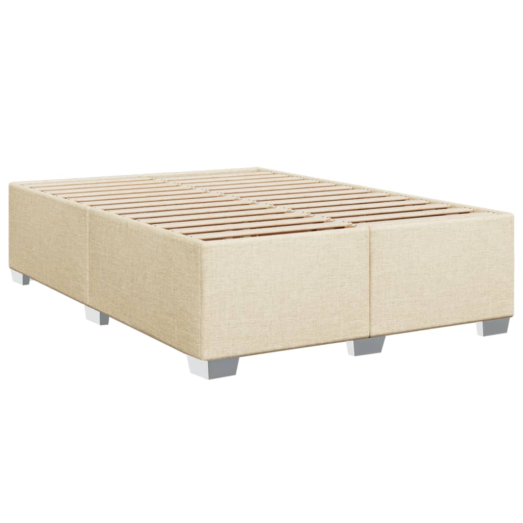 Estrutura de cama sem colchão 140x190 cm tecido cor creme