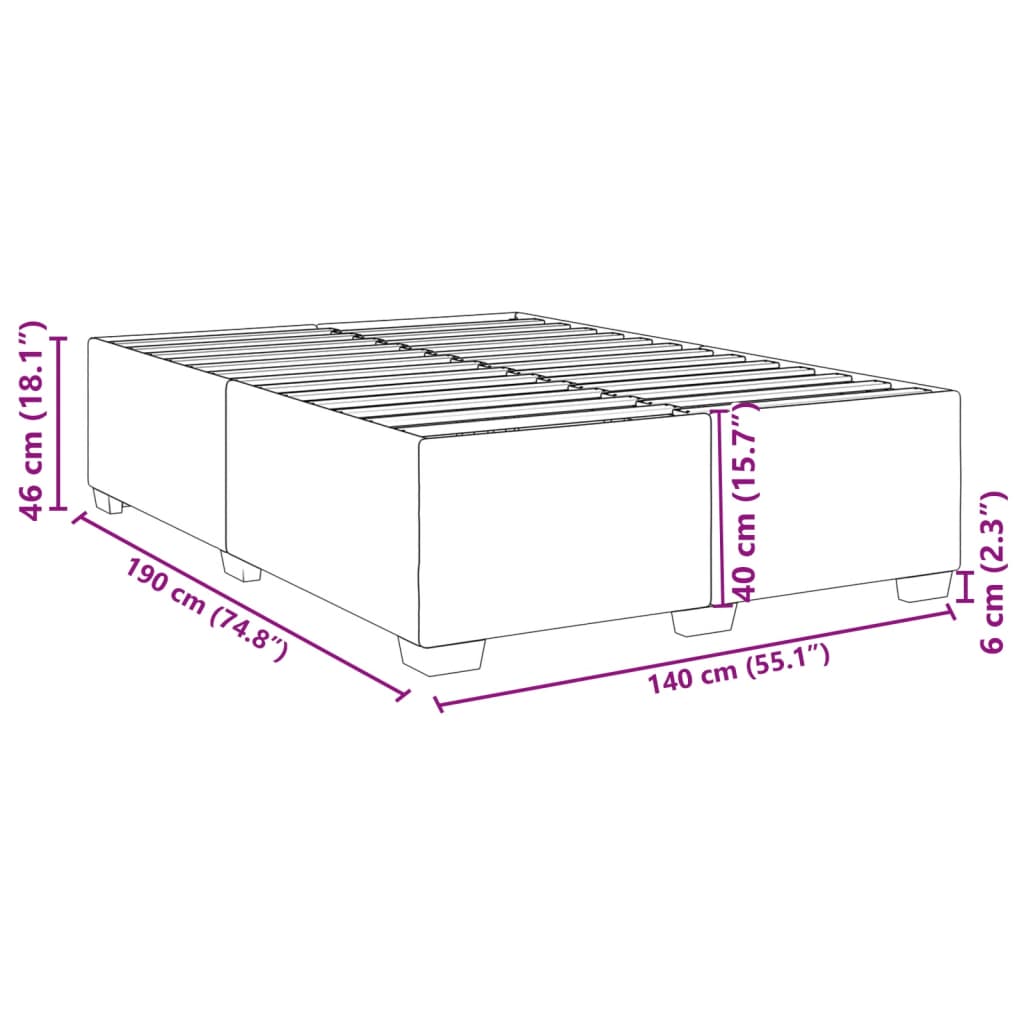 Estrutura de cama sem colchão 140x190 cm tecido cor creme