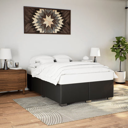 Estrutura de cama 140x190 cm couro artificial preto