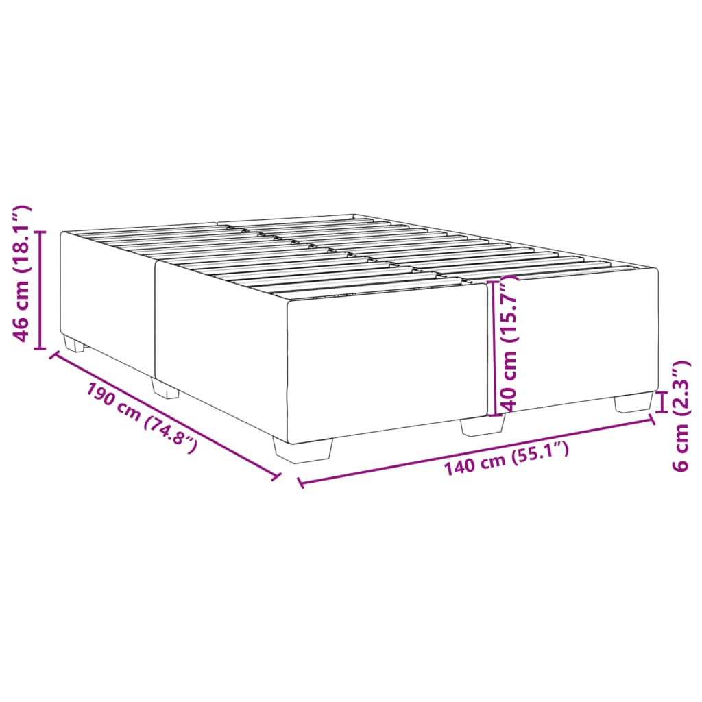 Estrutura de cama 140x190 cm couro artificial cinzento