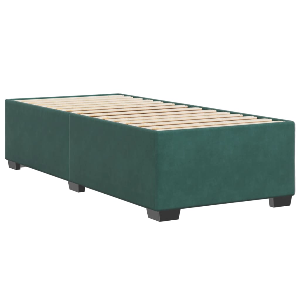 Estrutura de cama sem colchão 80x200 cm veludo verde-escuro