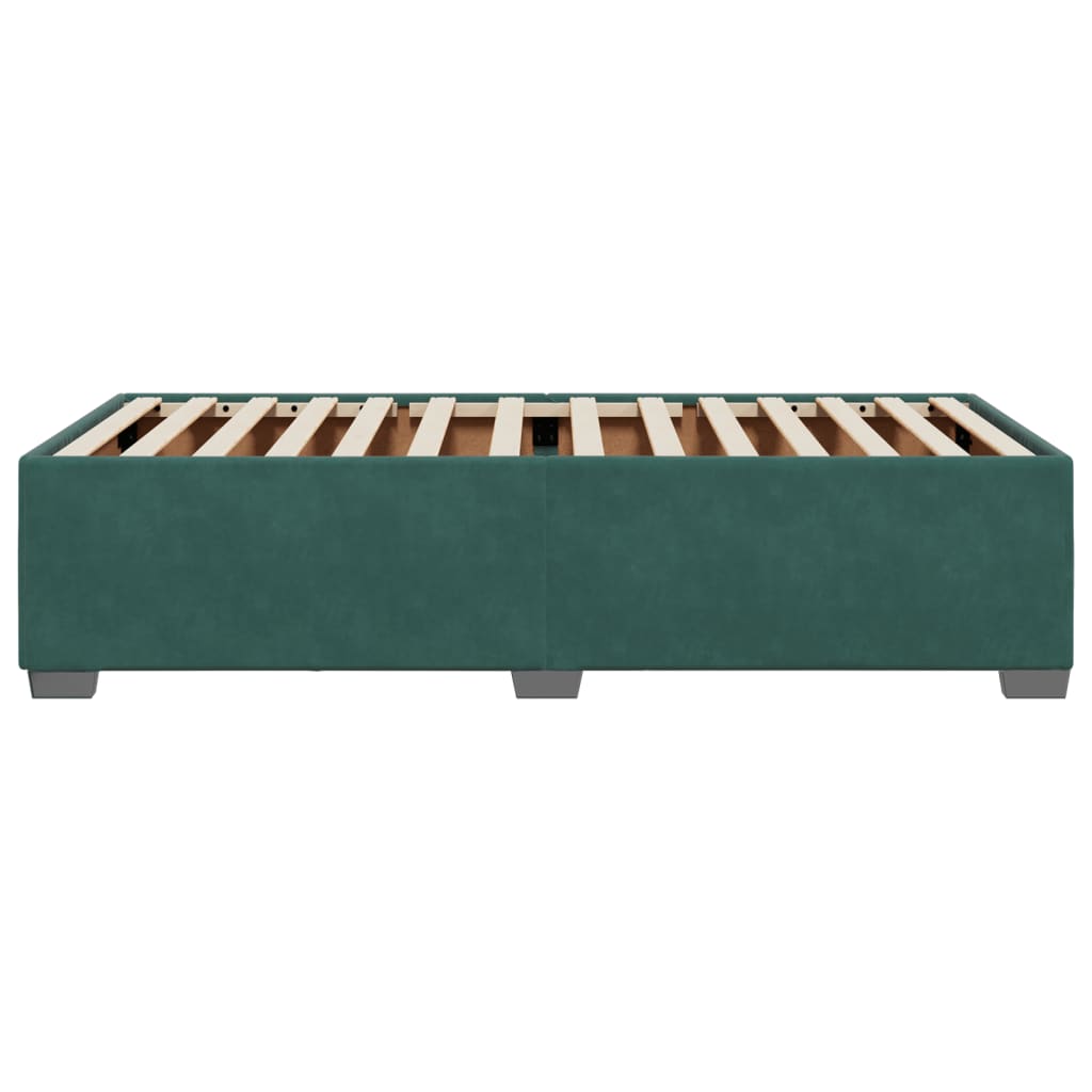 Estrutura de cama sem colchão 80x200 cm veludo verde-escuro