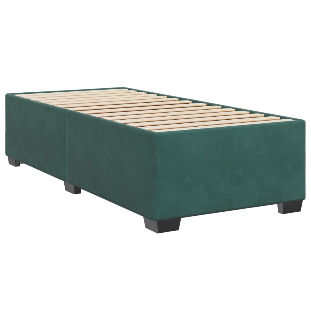 Estrutura de cama sem colchão 80x200 cm veludo verde-escuro