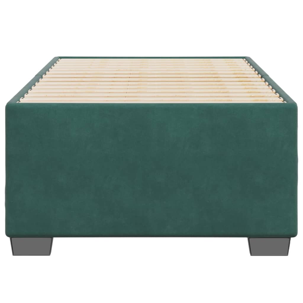 Estrutura de cama sem colchão 90x190 cm veludo verde-escuro