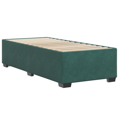 Estrutura de cama sem colchão 100x200 cm veludo verde-escuro