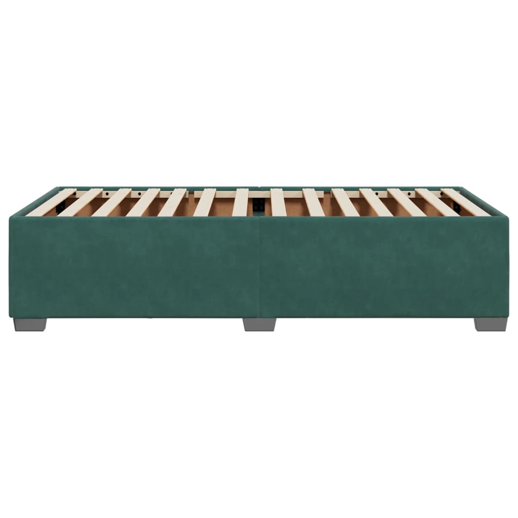 Estrutura de cama sem colchão 100x200 cm veludo verde-escuro