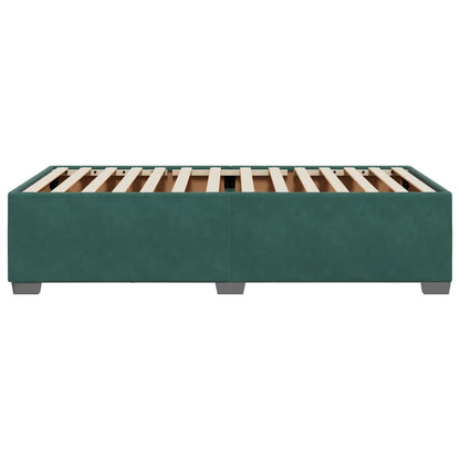 Estrutura de cama sem colchão 100x200 cm veludo verde-escuro