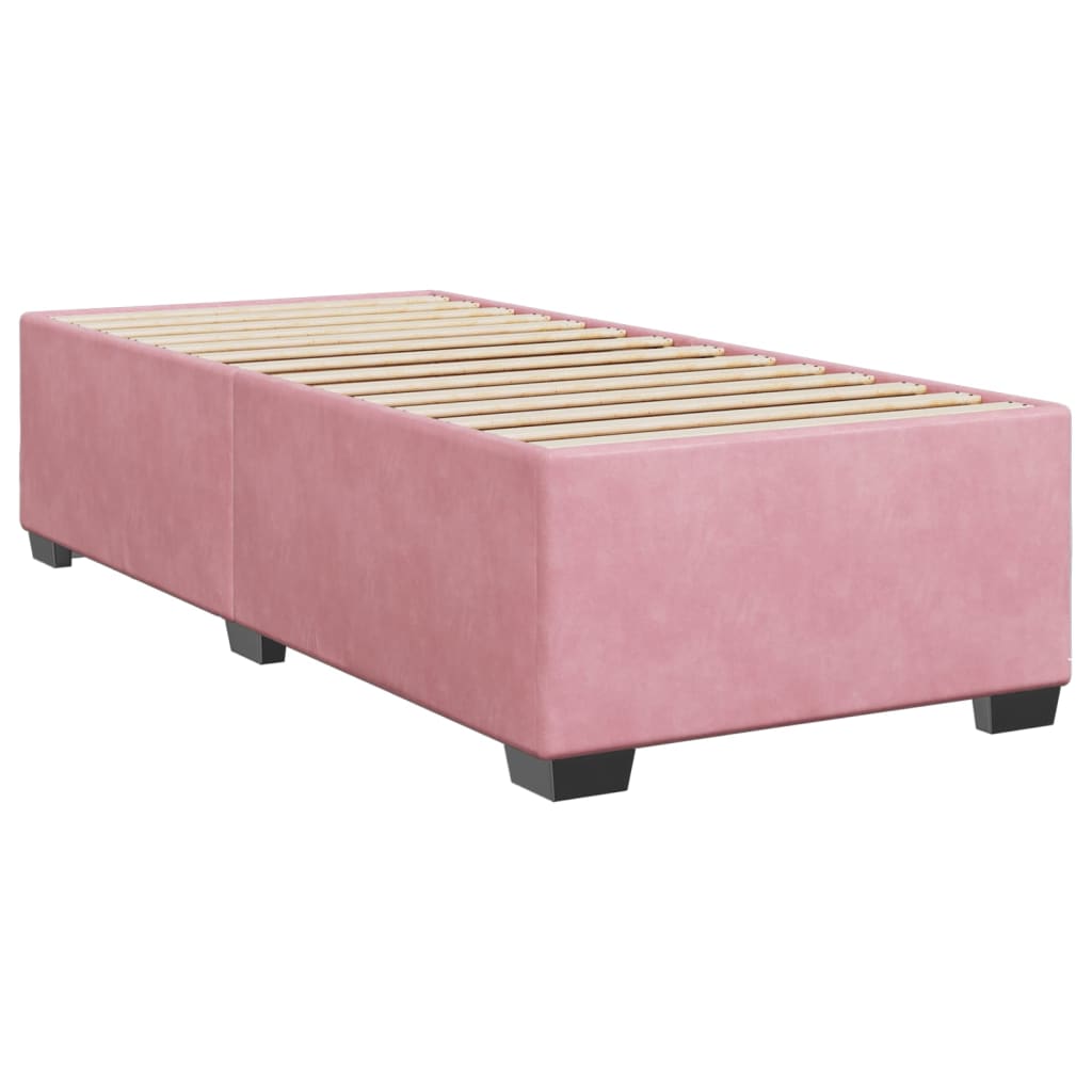 Estrutura de cama 100x200 cm veludo rosa