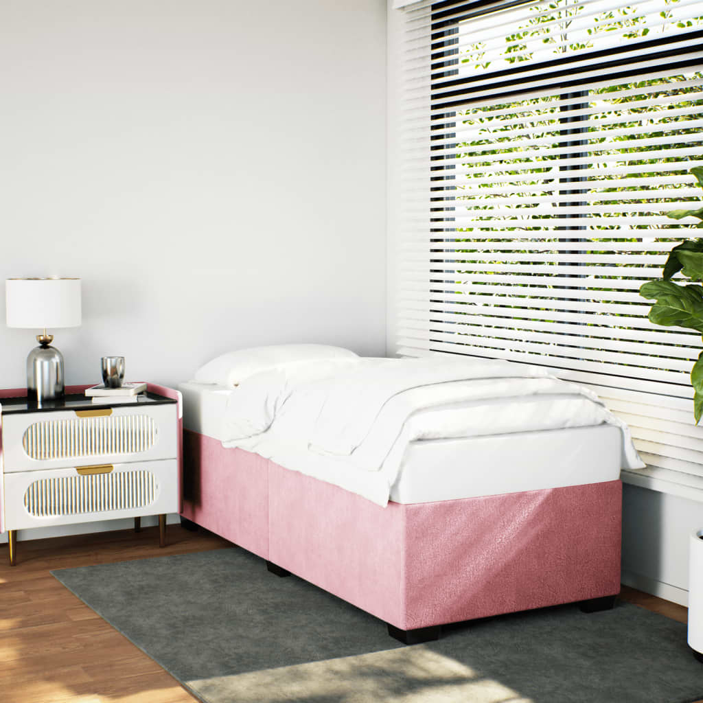 Estrutura de cama 100x200 cm veludo rosa