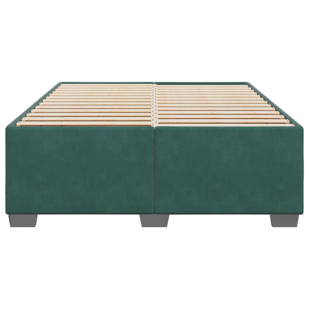 Estrutura de cama sem colchão 140x190 cm veludo verde-escuro