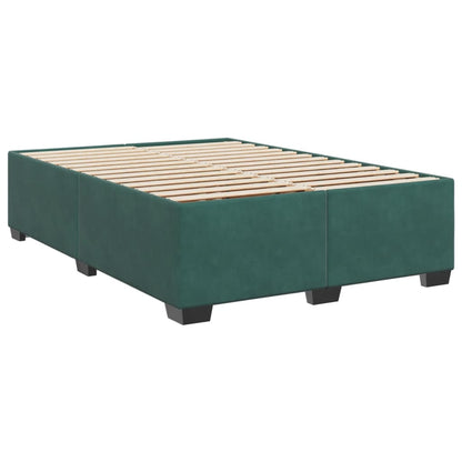 Estrutura de cama sem colchão 140x190 cm veludo verde-escuro