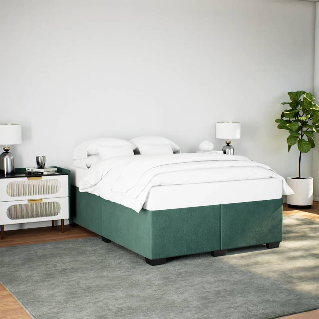 Estrutura de cama sem colchão 140x190 cm veludo verde-escuro