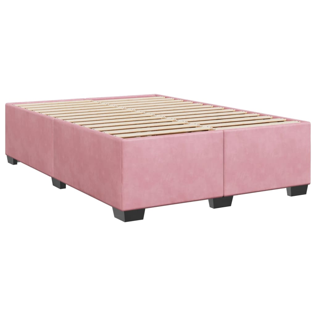 Estrutura de cama 140x190 cm veludo rosa