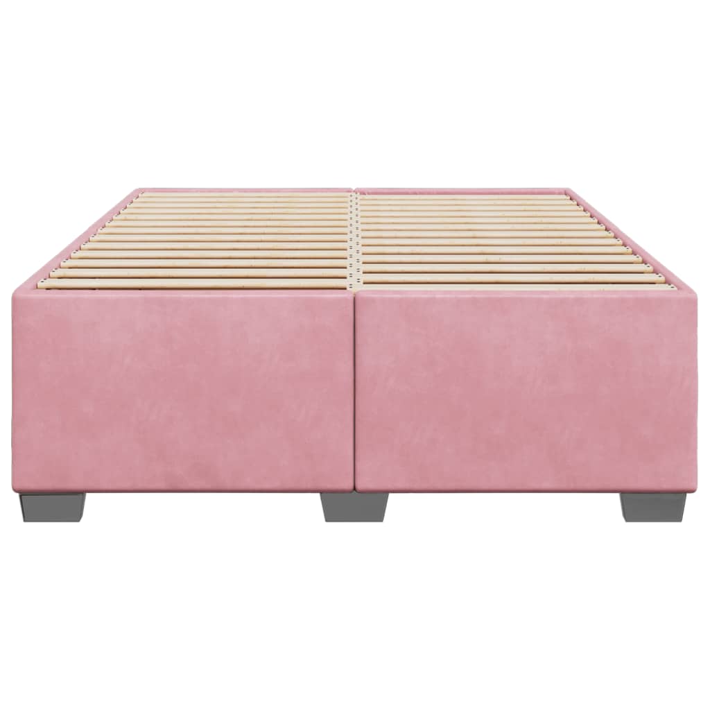 Estrutura de cama 140x190 cm veludo rosa