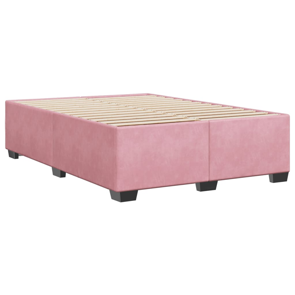 Estrutura de cama 140x190 cm veludo rosa