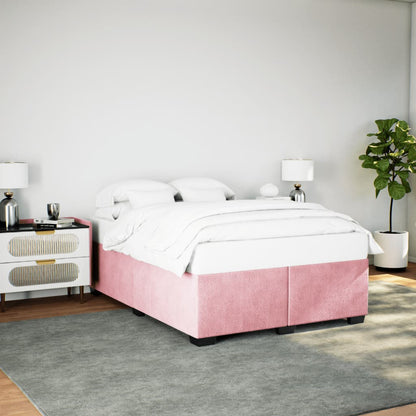 Estrutura de cama 140x190 cm veludo rosa