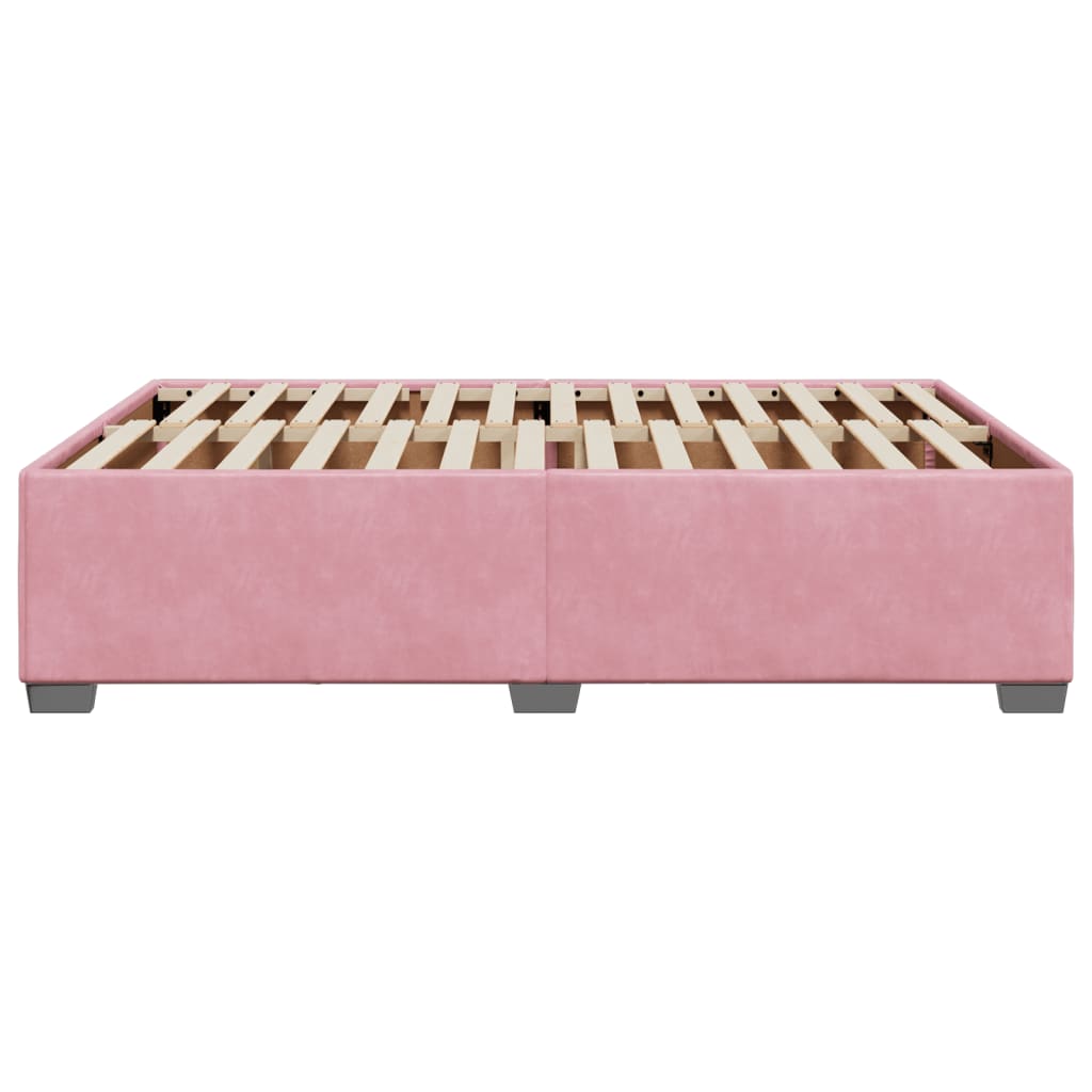 Estrutura de cama 140x200 cm veludo rosa