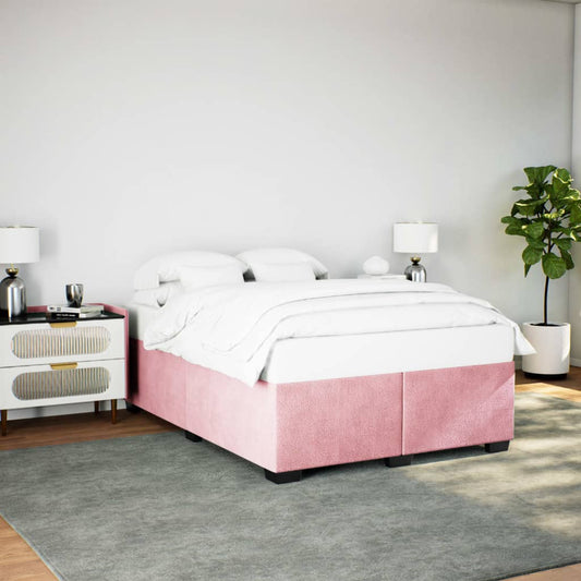 Estrutura de cama 140x200 cm veludo rosa