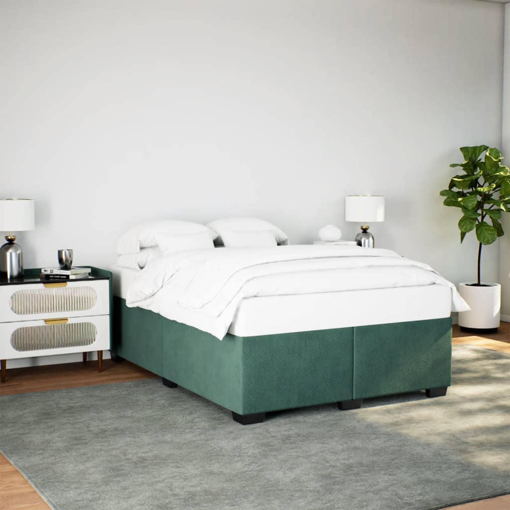 Estrutura de cama sem colchão 160x200 cm veludo verde-escuro