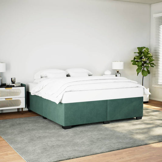 Estrutura de cama sem colchão 180x200 cm veludo verde-escuro