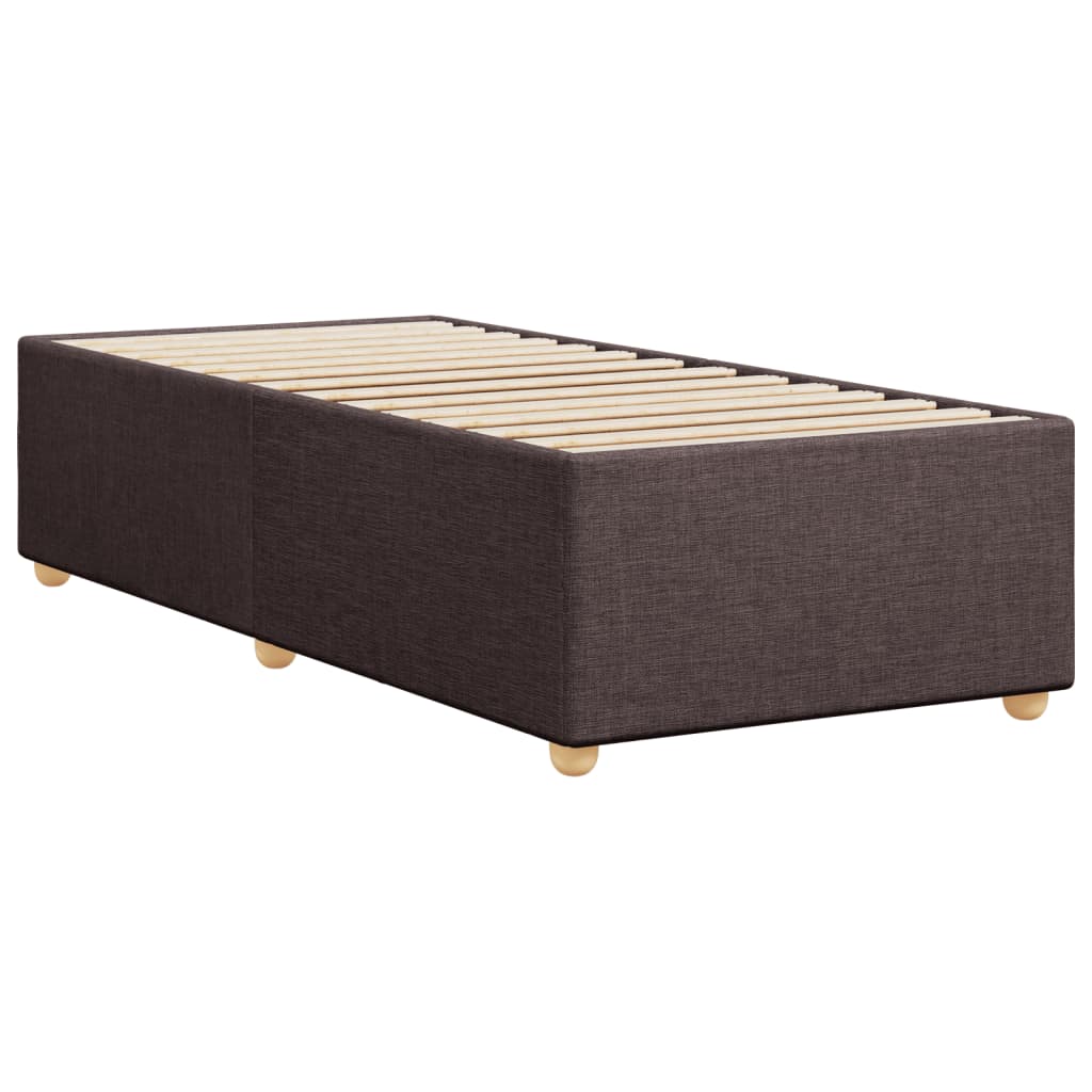 Estrutura de cama sem colchão 90x190 cm tecido castanho-escuro