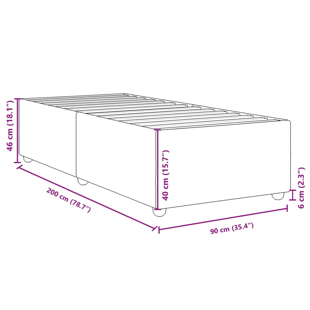 Estrutura de cama sem colchão 90x200 cm tecido castanho-escuro