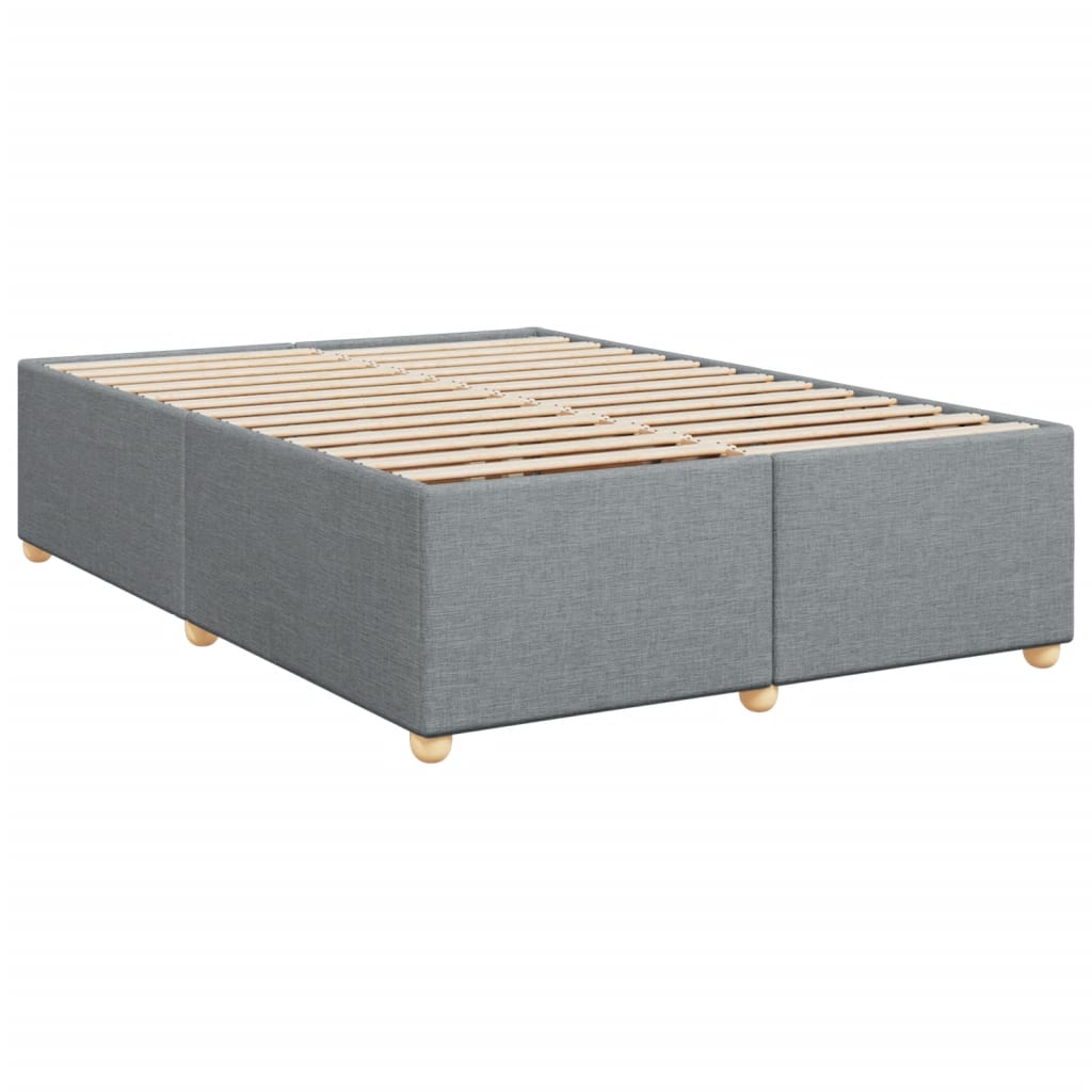 Estrutura de cama sem colchão 140x190 cm tecido cinzento-claro