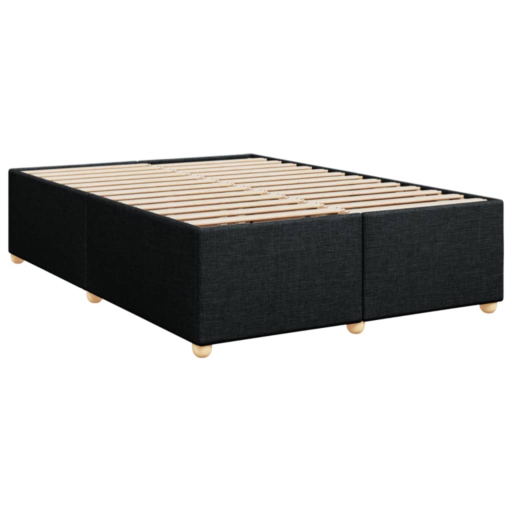 Estrutura de cama sem colchão 140x190 cm tecido preto