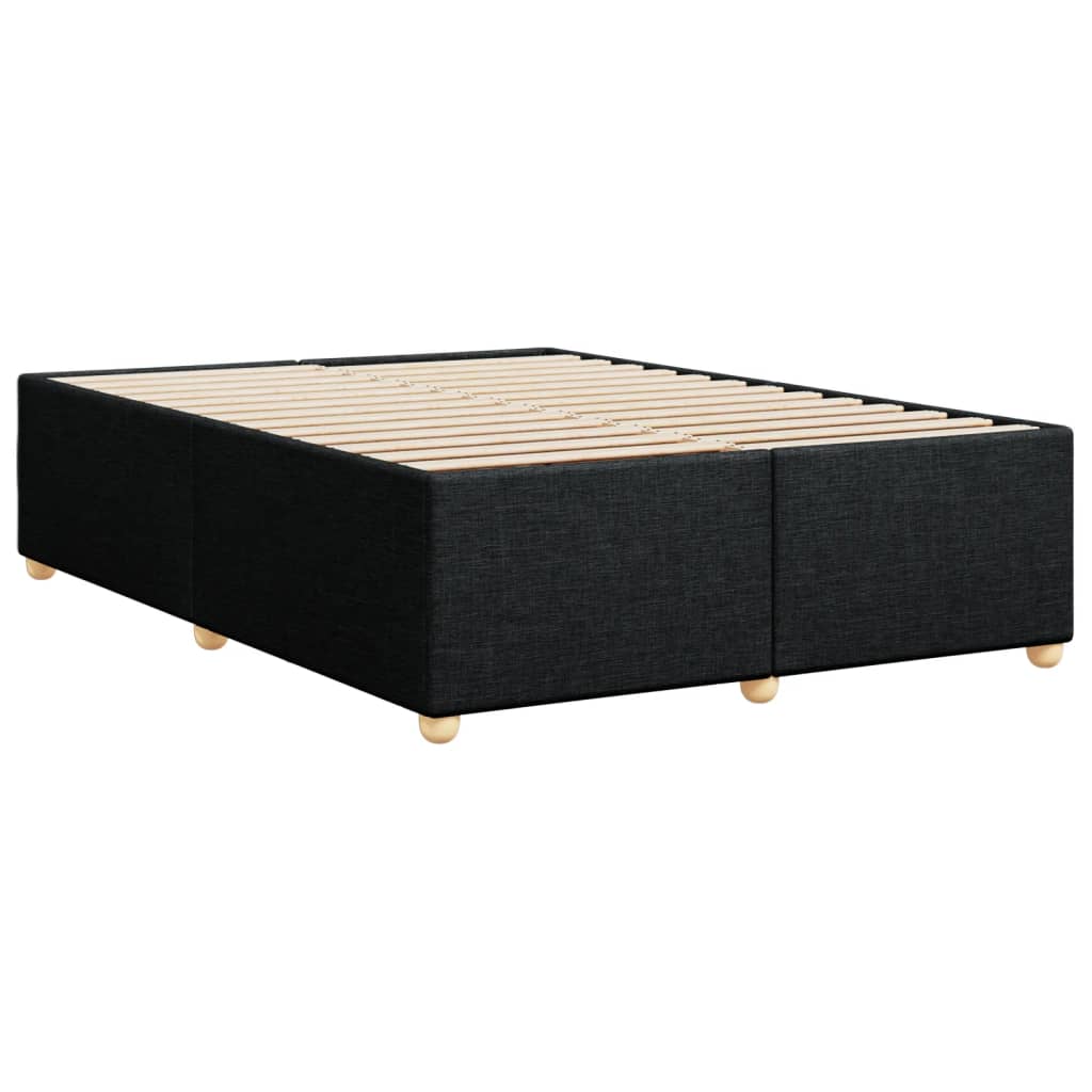 Estrutura de cama sem colchão 140x190 cm tecido preto