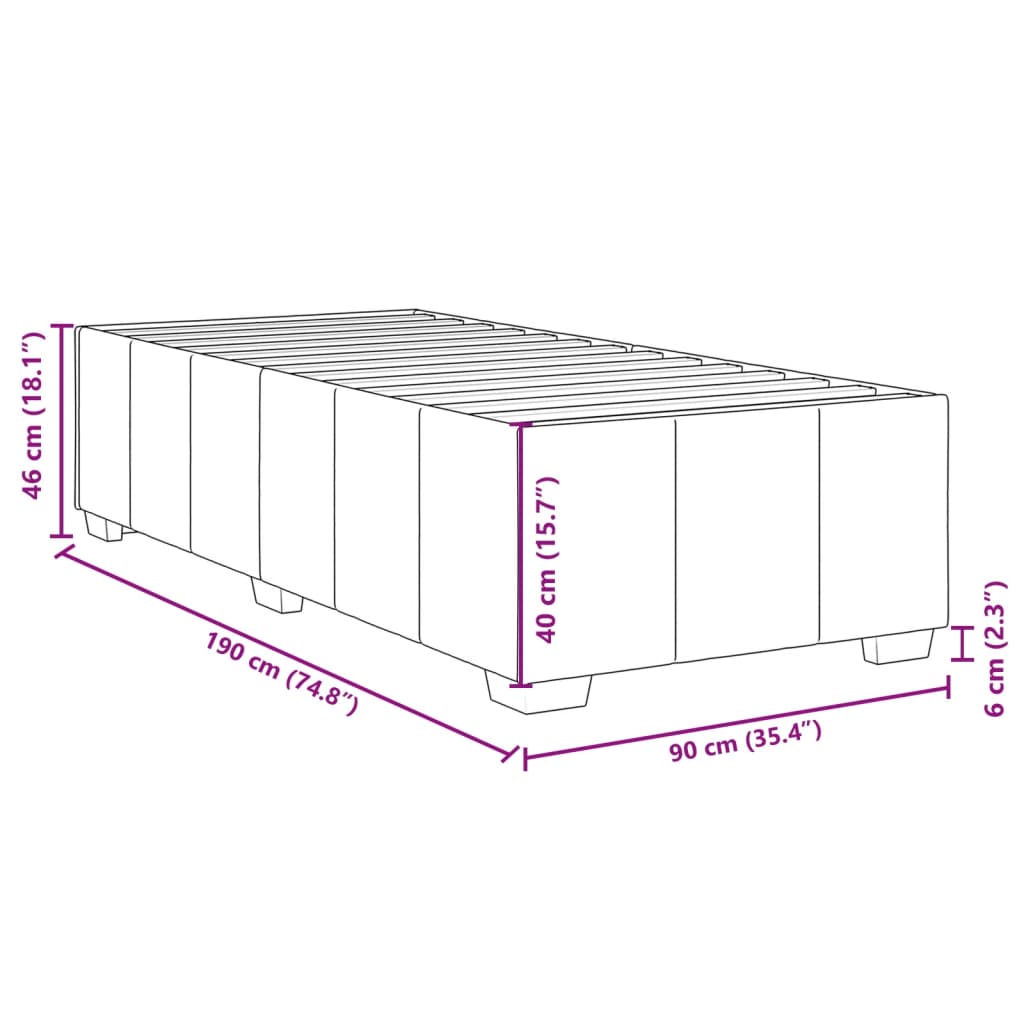 Estrutura de cama sem colchão 90x190 cm tecido creme