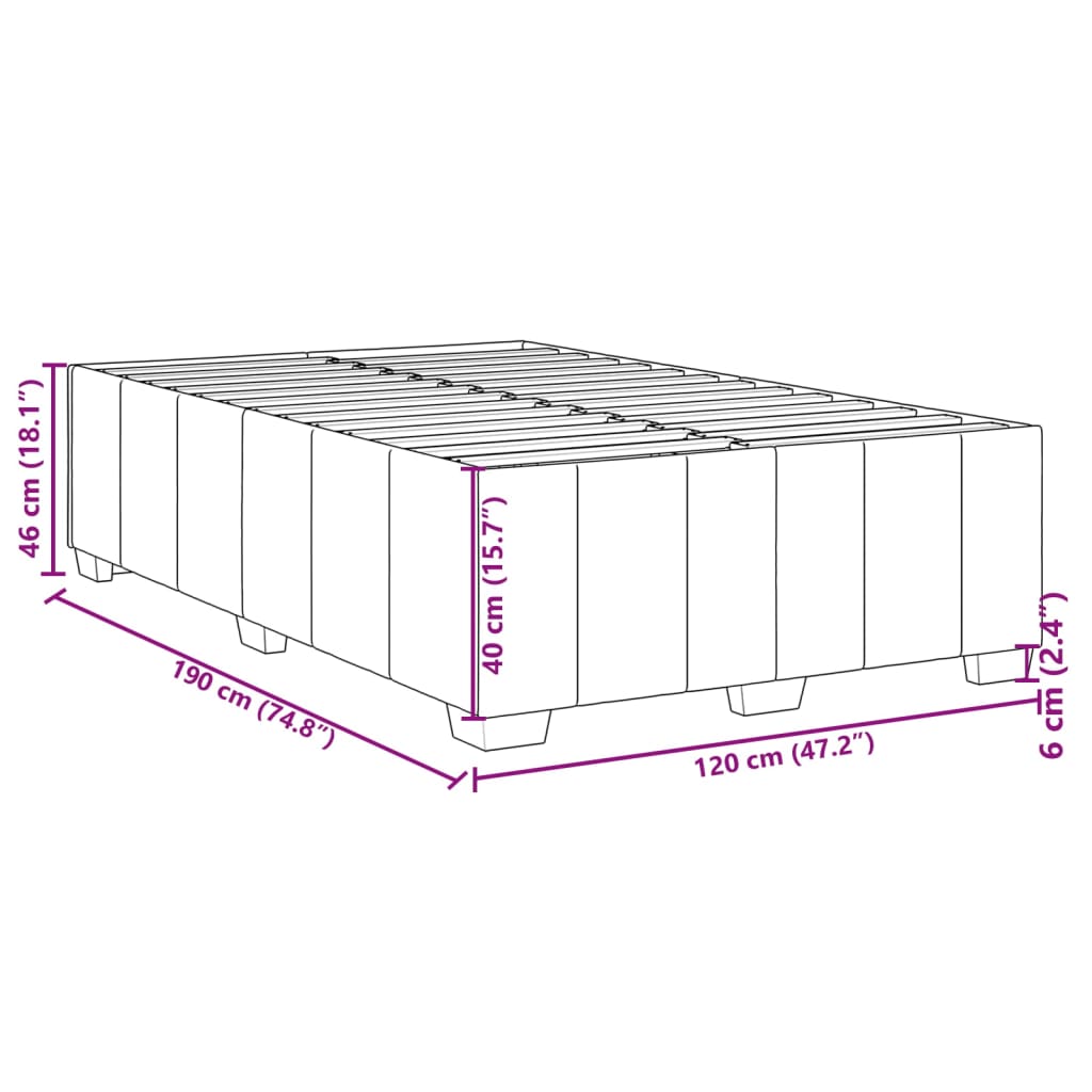 Estrutura de cama sem colchão cinza escuro 120x190 cm tecido