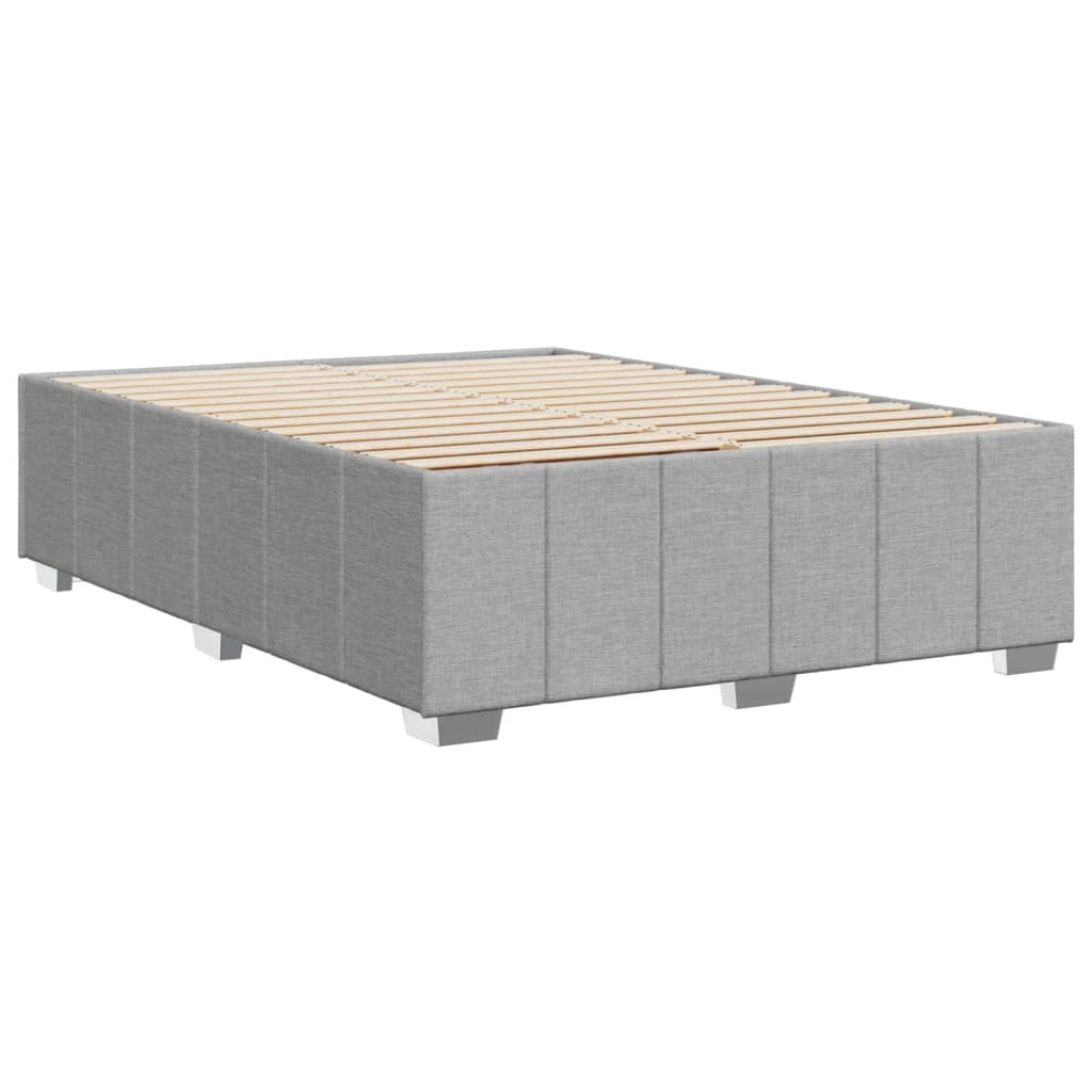 Estrutura de cama sem colchão 140x190 cm tecido cinzento-claro