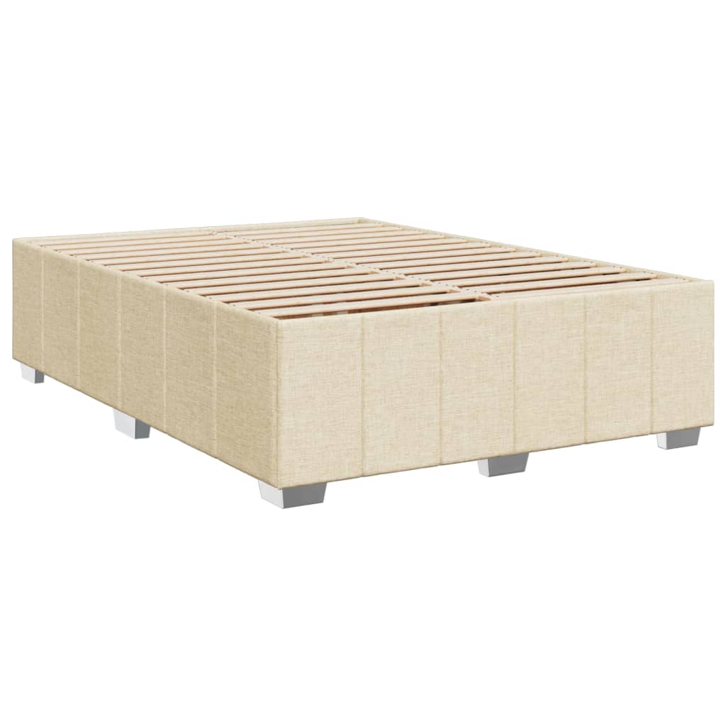 Estrutura de cama sem colchão 140x190 cm tecido cor creme